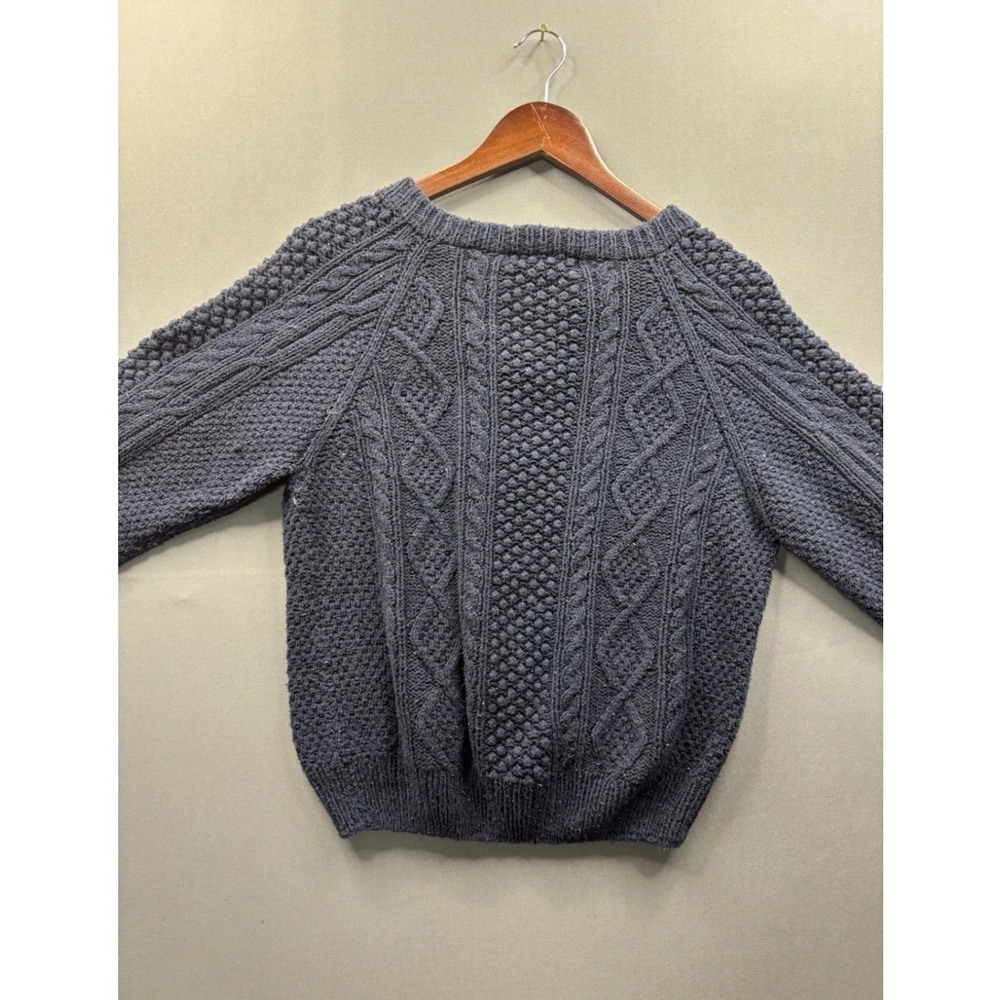 Orvis Cardigan Sweater Womens Navy Blue Silk Cotton Cable Knit Pockets M - Picture 4 of 8